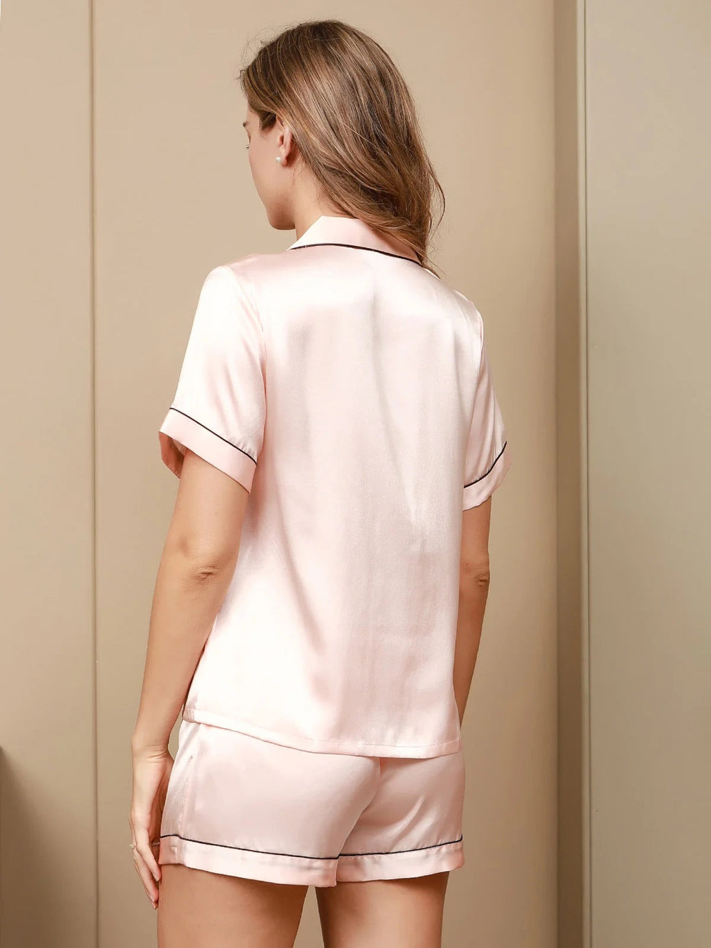 Pink Pure Silk 2Pcs Shorts Set