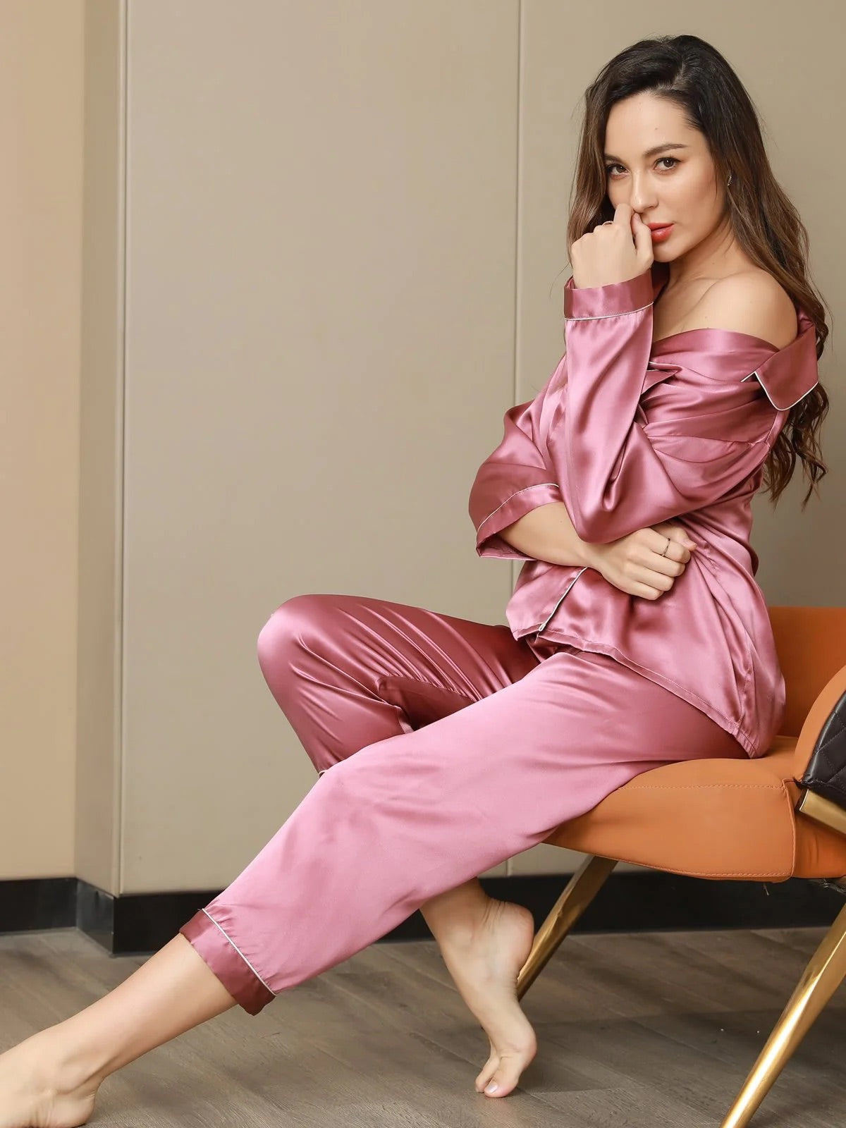 Pale Mauve Pure Silk Pajama Set