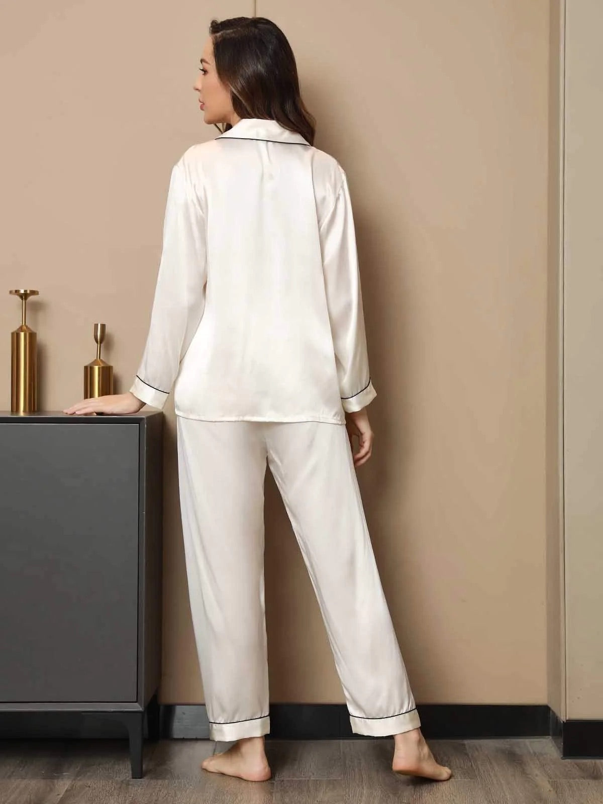 White Pure Silk Pajama Set