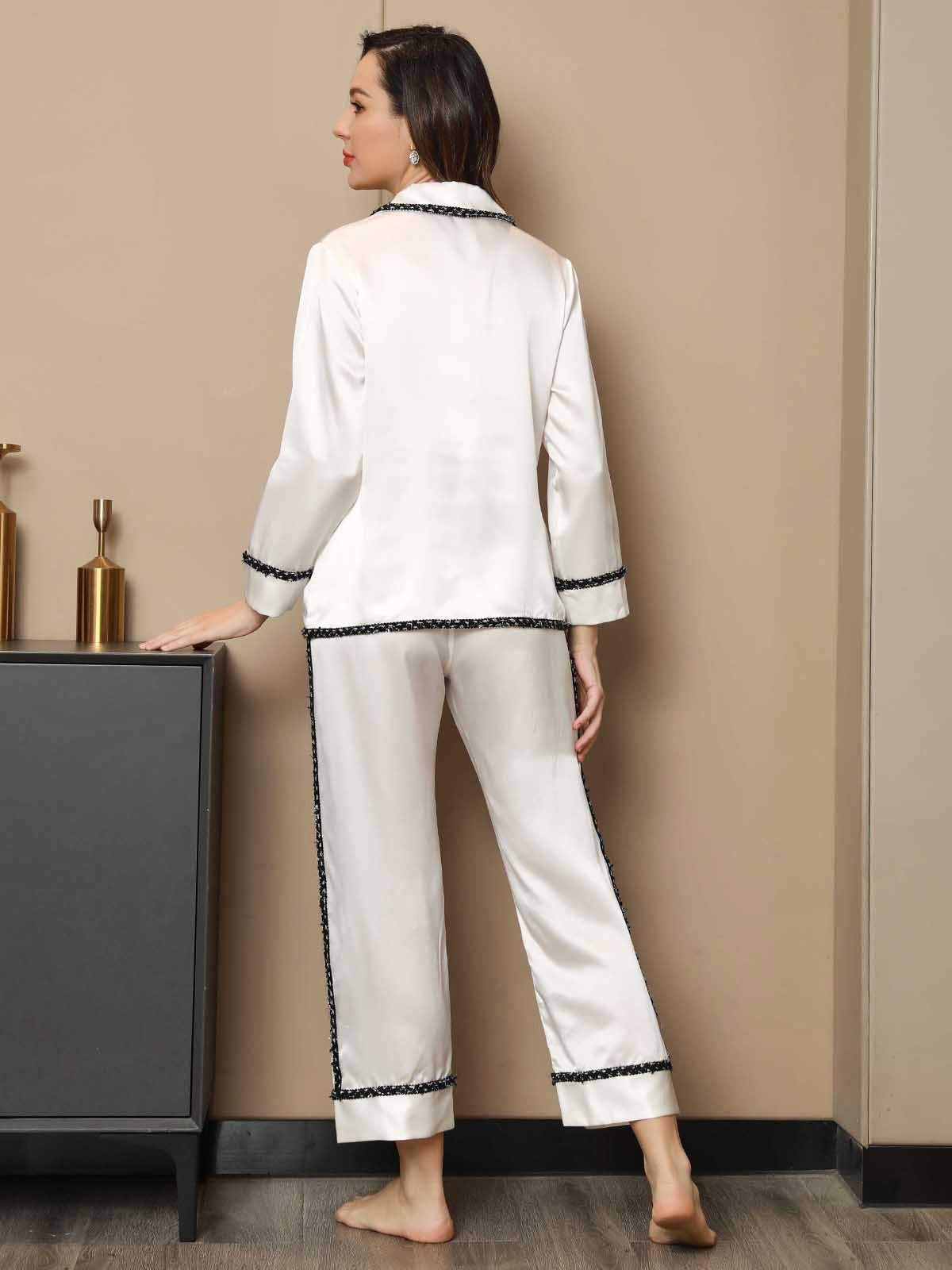 Elegant White Pure Silk Pajama Set