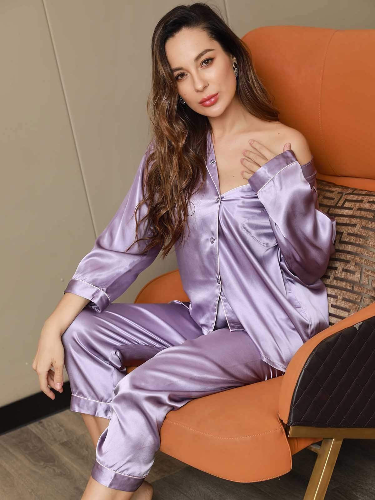 Lavender Pure Silk Pajama Set