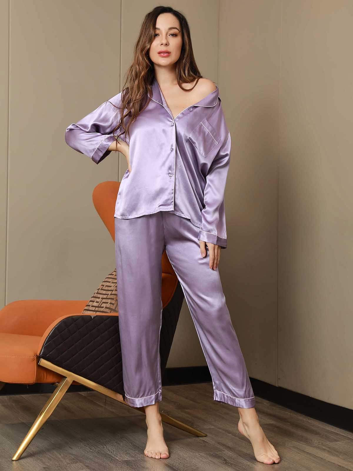 Lavender Pure Silk Pajama Set