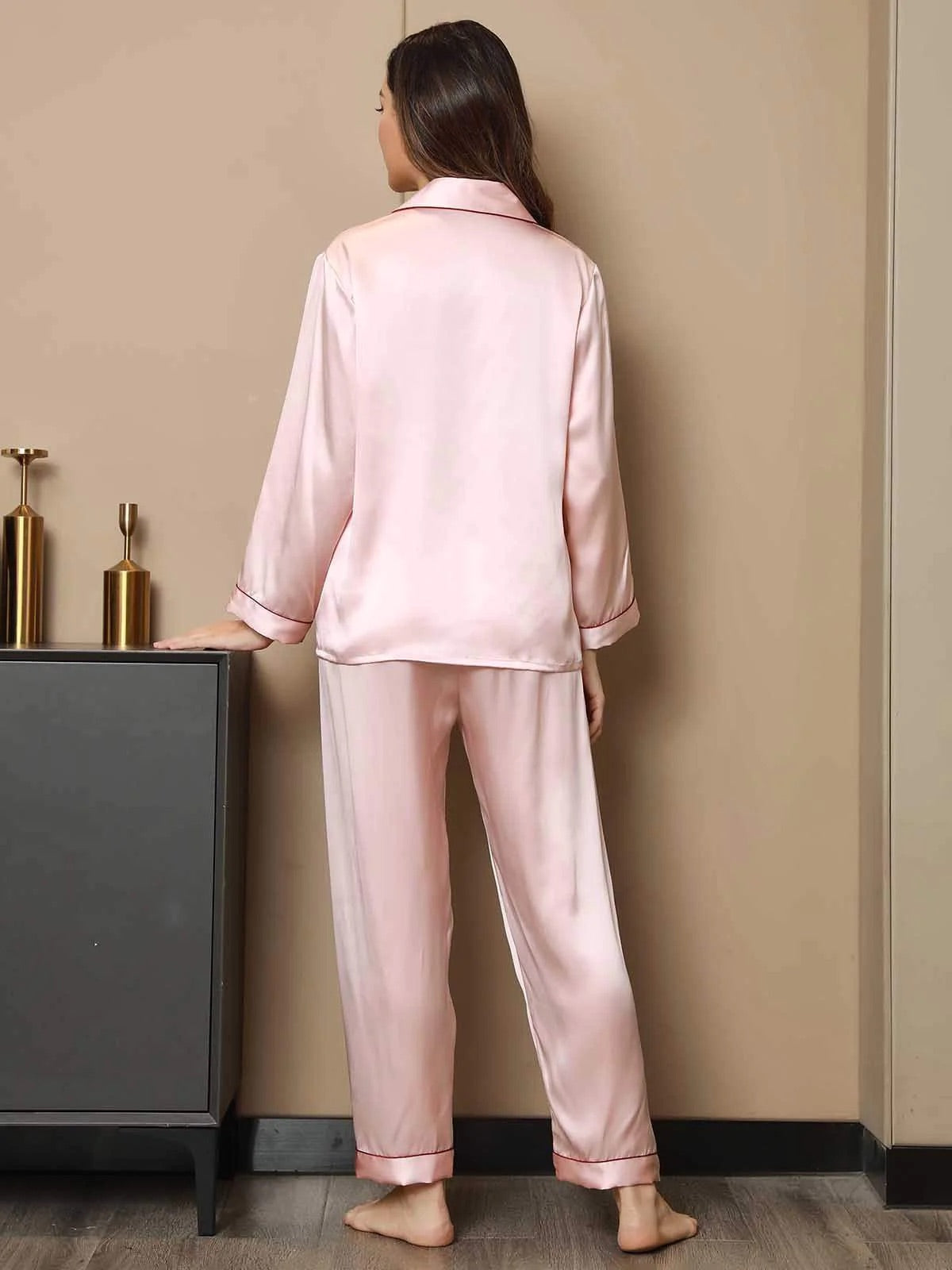 Light Pink Pure Silk Pajama Set