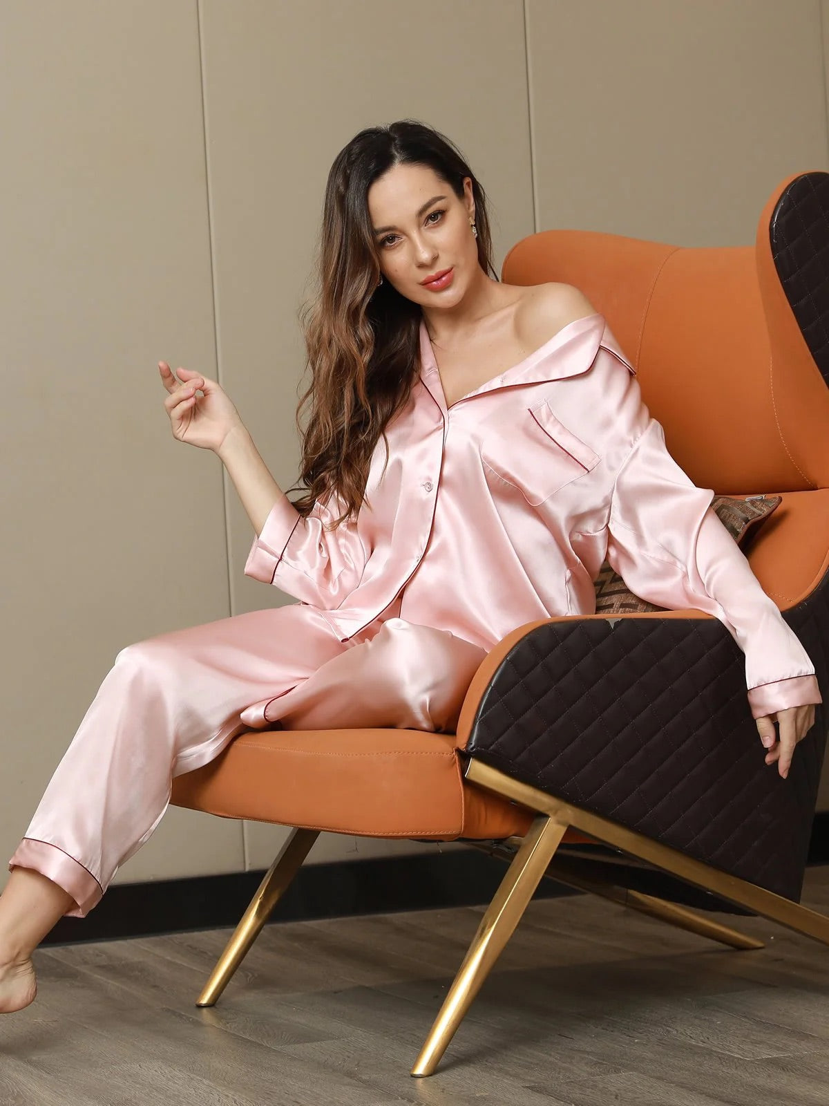 Light Pink Pure Silk Pajama Set