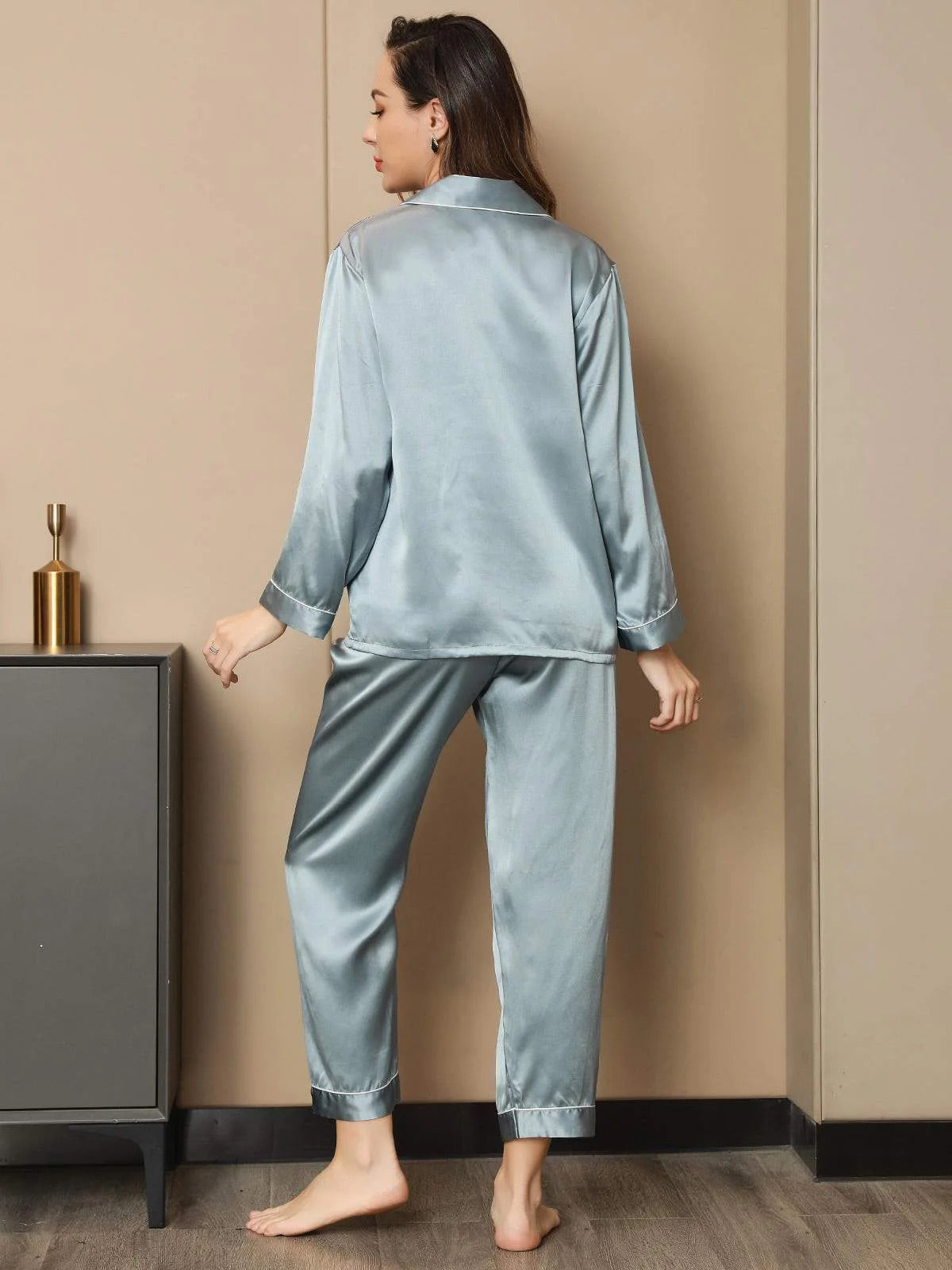 Light Blue Pure Silk Pajama Set