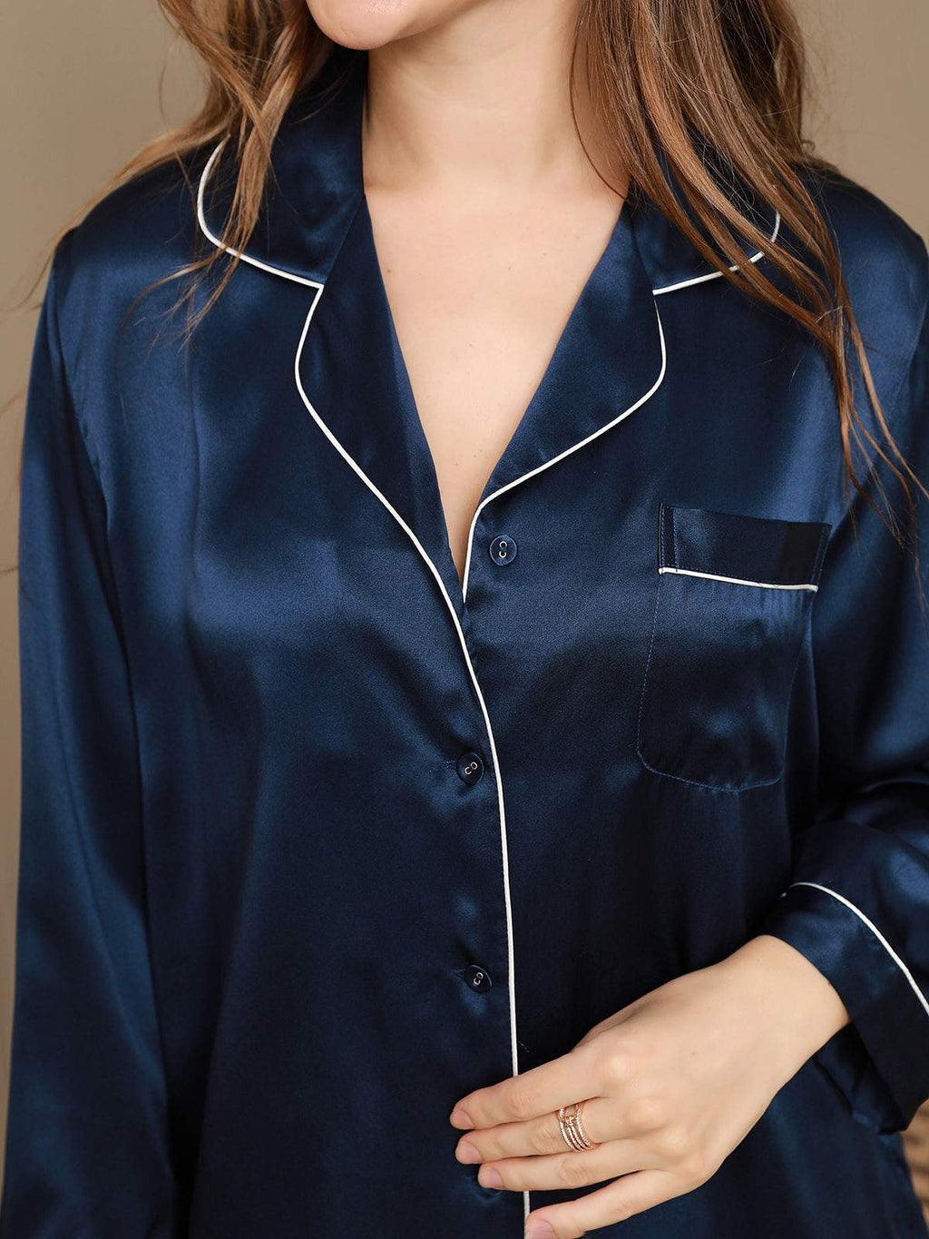 Navy Blue Pure Silk Pajama Set