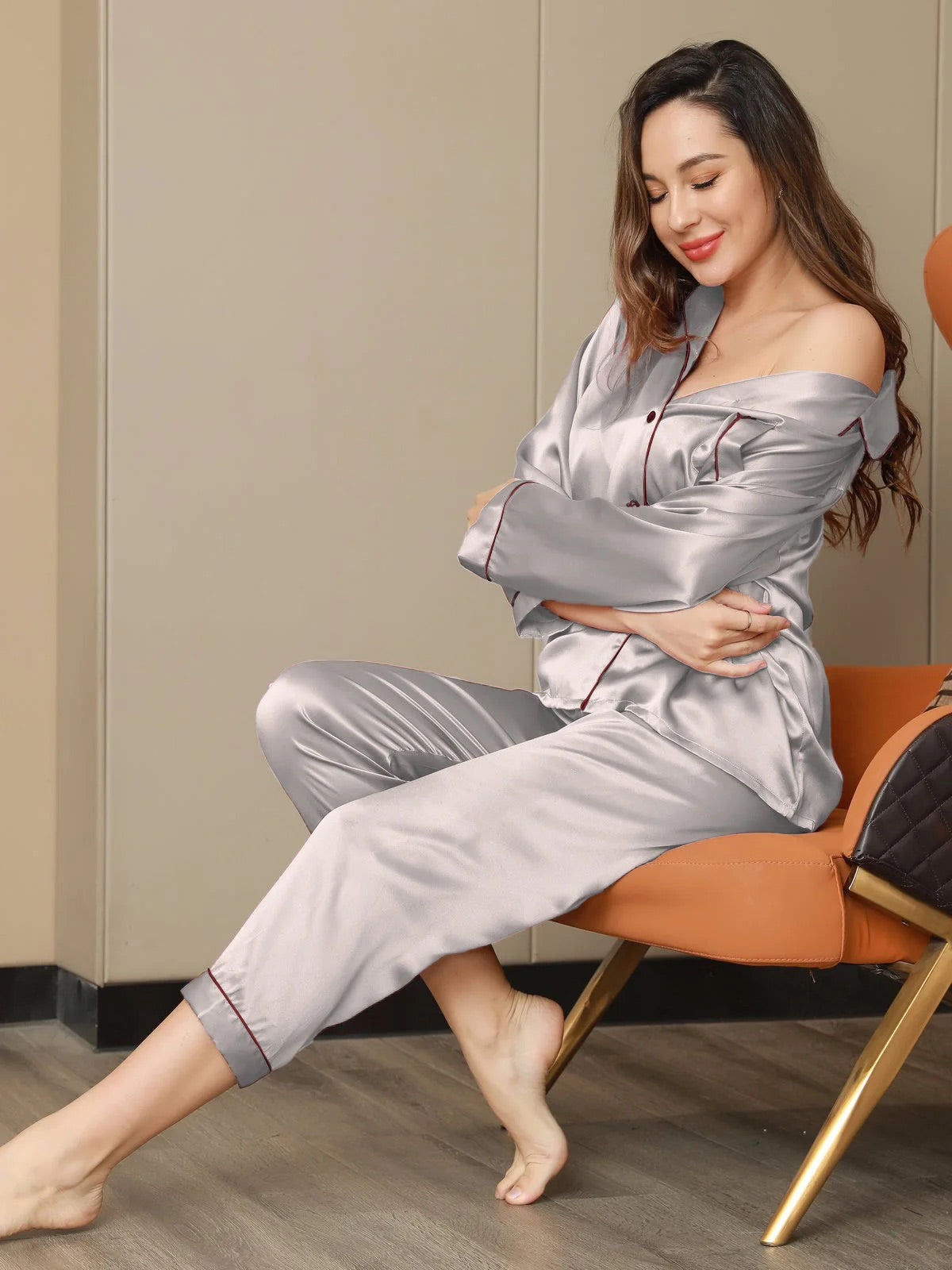 Silver Pure Silk Pajama Set