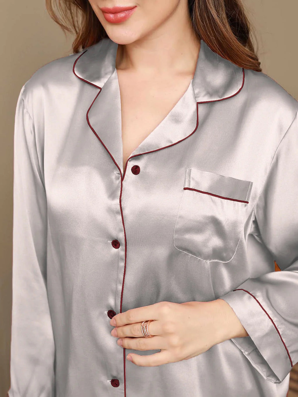 Silver Pure Silk Pajama Set